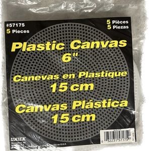 🍄Plastic Canvas 6” Circle 5 Pieces #5715 Uniek Clear Art Craft Handmade